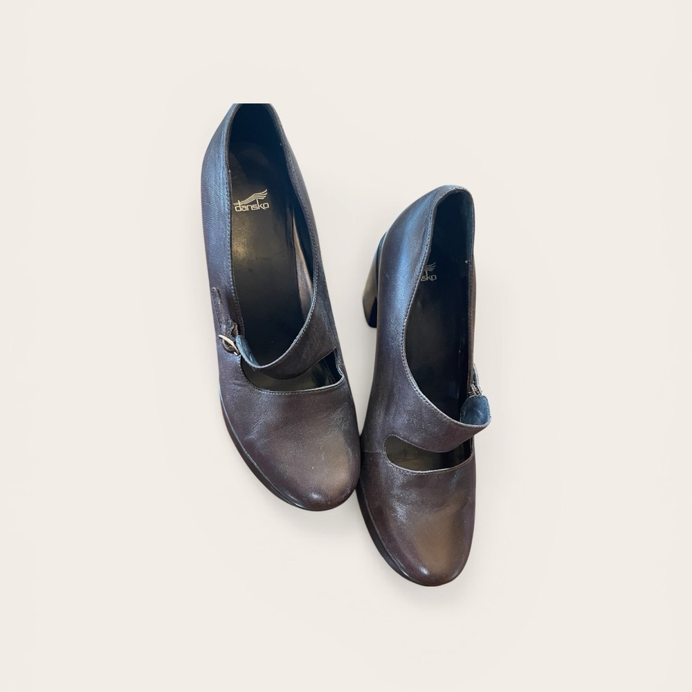 Dansko Dark Brown Leather Mary Jane Heels